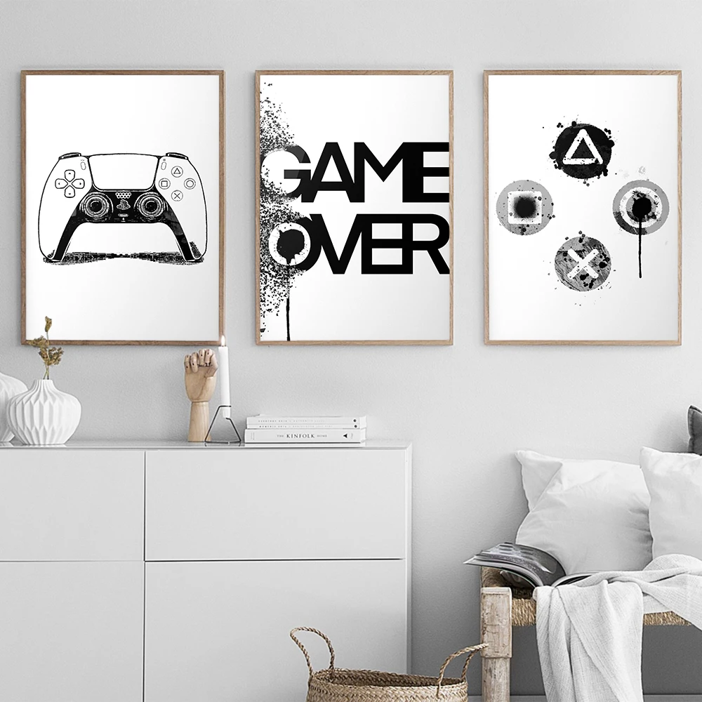 Скандинавская черная и белая игра цитаты Холст Плакат Украшение зона настенное