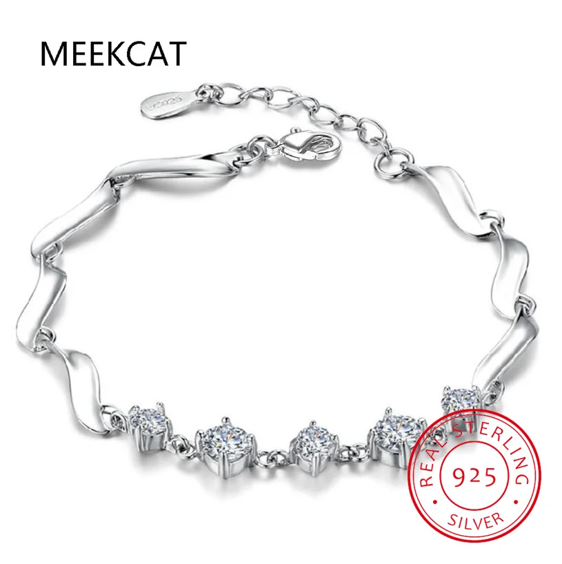 Женский браслет из серебра 925 пробы с муассанитом 3 мм