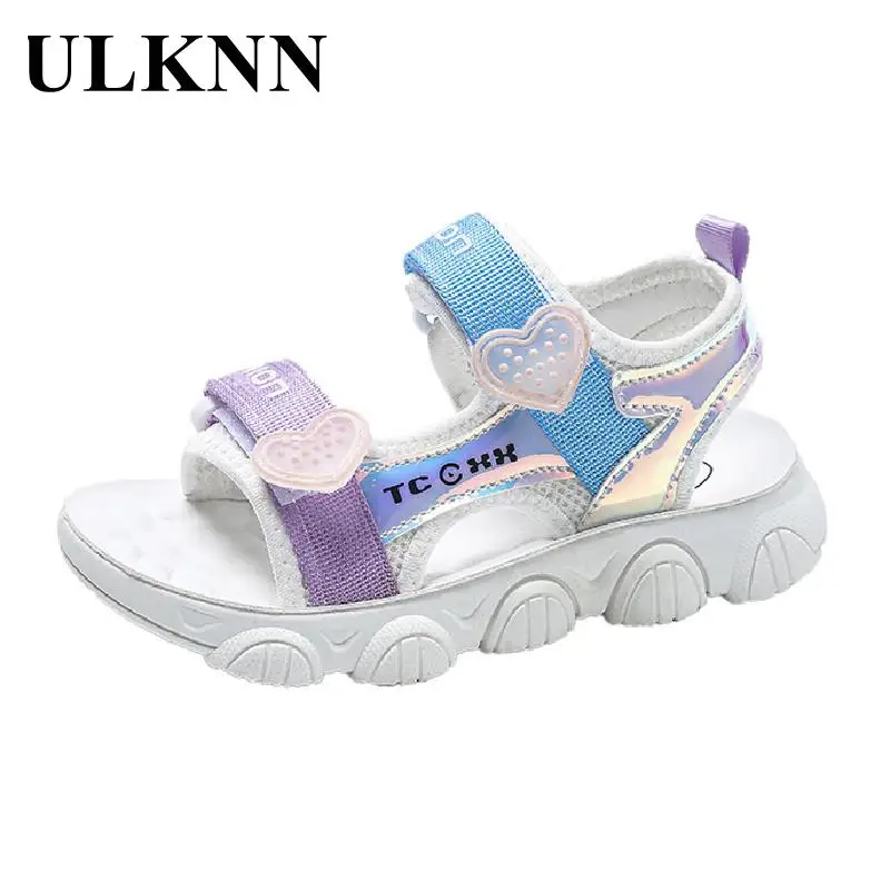 

Детские сандалии для девочек, детская летняя фиолетовая обувь на плоской подошве, Женская Удобная розовая кожаная пляжная обувь для подрос...