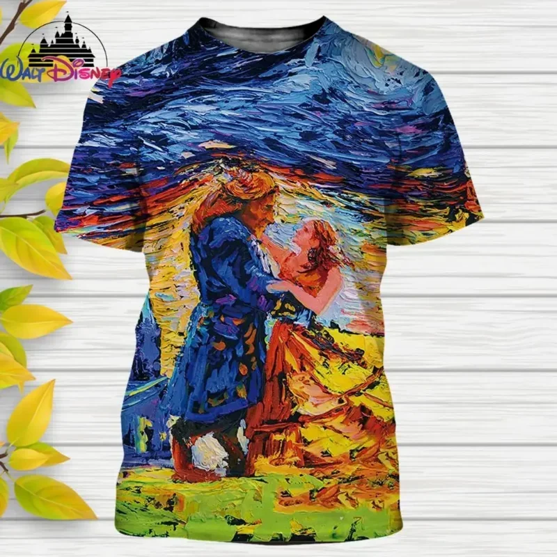 Летняя футболка с 3D принтом принцессы диснеейской красавицы и чудовища одежда