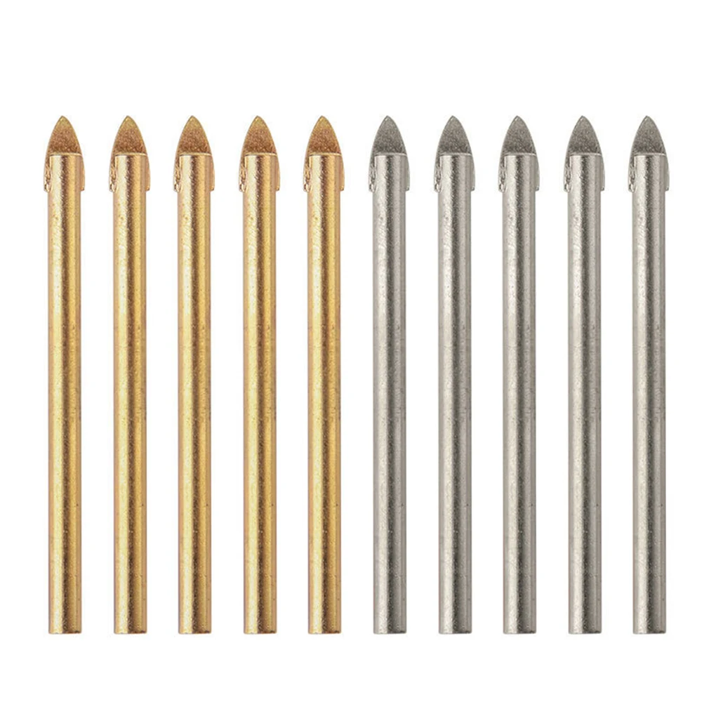 

10 Pieces Glass Drill Bits Assortment Portable Ceramic Concrete Hole Puncher Assorted Kit Stonework Accessories Silver