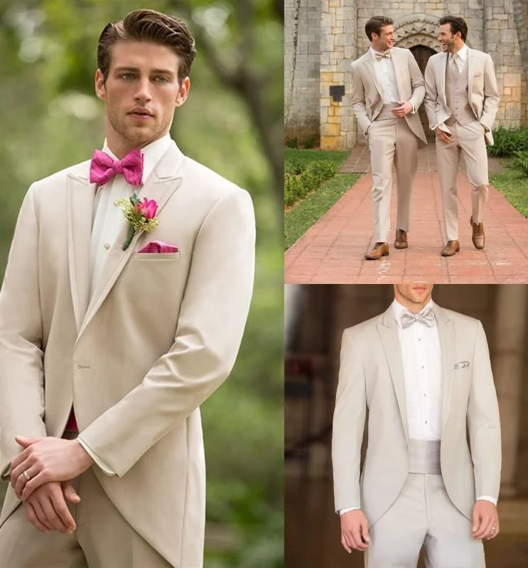 Custom Made Fit Groom Tuxedos One Button Best Men Suit Wedding Party Bridegroom Classic Bussiness New(Jacket+Pants+Bow Tie+Vest)