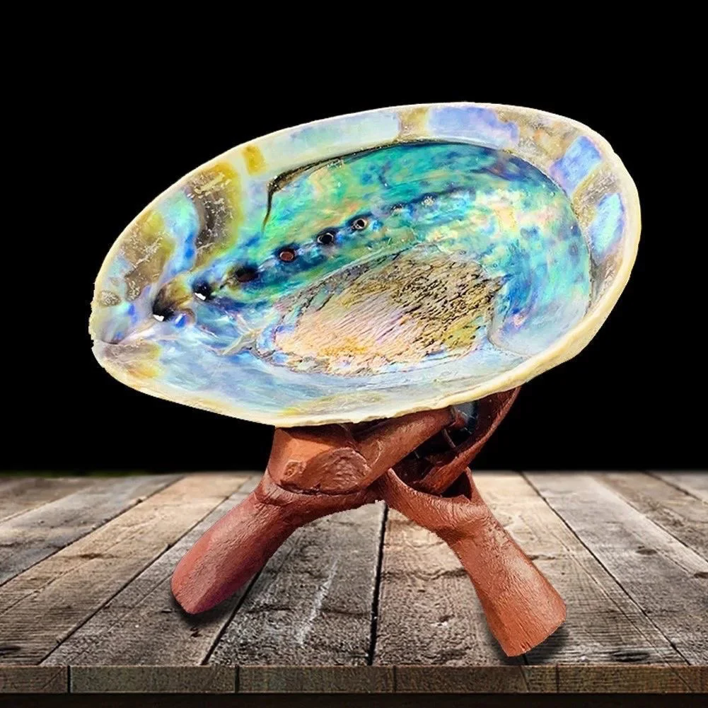 Abalone Shell Smudge Kit Wooden Tripod Stand Holder for White Sage Stick Room Purification Meditation Smoke Supplies Home Decora |