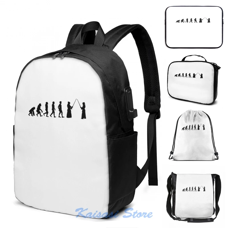 Забавный графический принт Kendo Evolution рюкзак с USB-зарядкой мужские школьные сумки