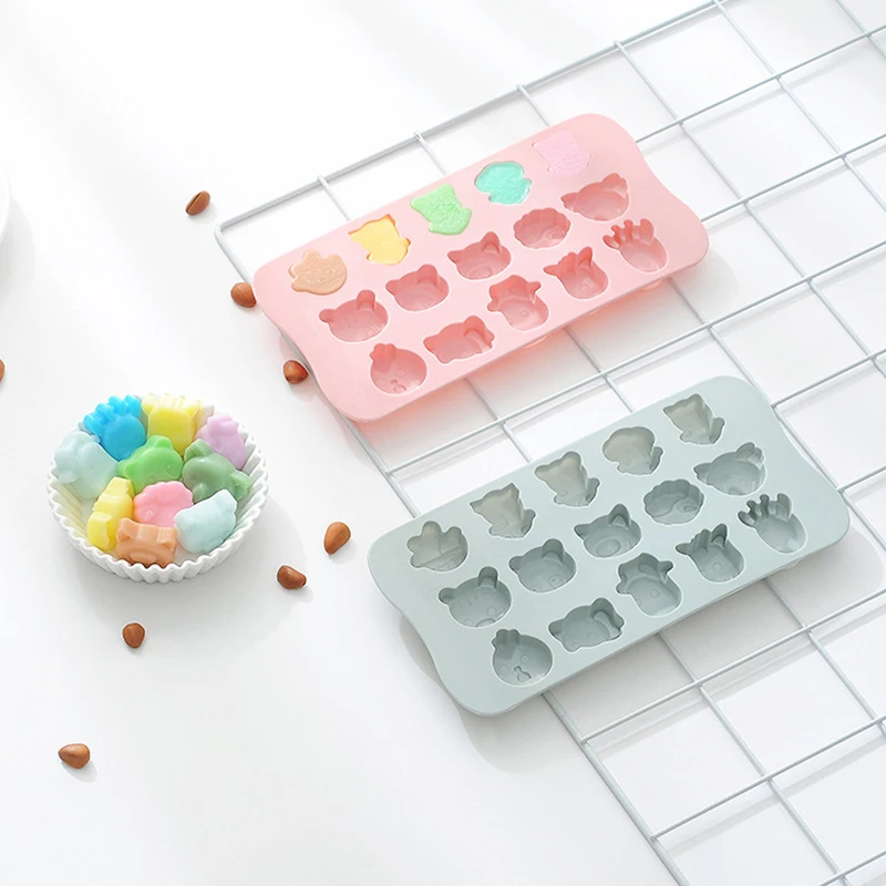 

15 grid cartoon animal silicone mold cute panda elephant 3D silicone molds chocolate children cake fudge mold DIY baking tool