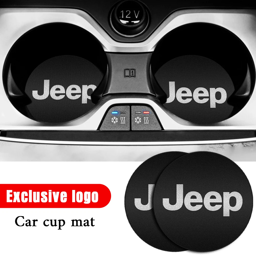 

1/2/4pcs Car Badge Water Cup Holder Mats Anti Slip Coasters Accessories For Jeep Renegade Compass Grand Cherokee Wrangler jk etc
