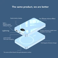 for iphone 12 13 pro max glass case magnet portable battery powerbank wireless 15w fast charging magnetic power bank 10000mah