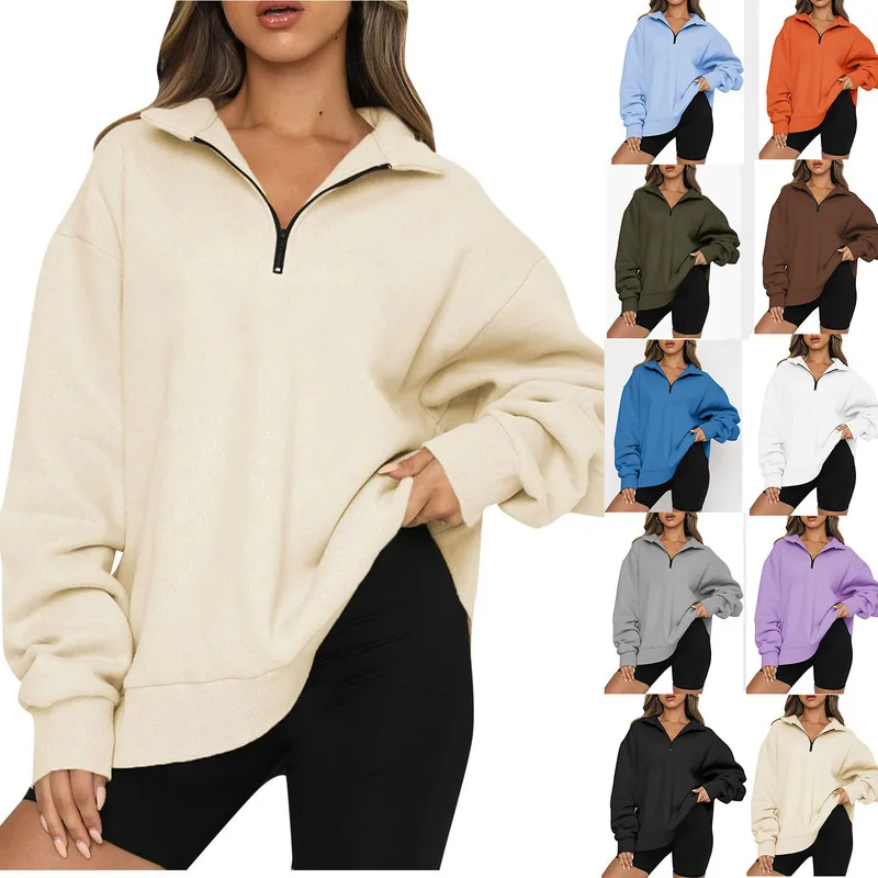 

Winter Women's New Plush Top Loose Solid Pocketless women sweatshirt