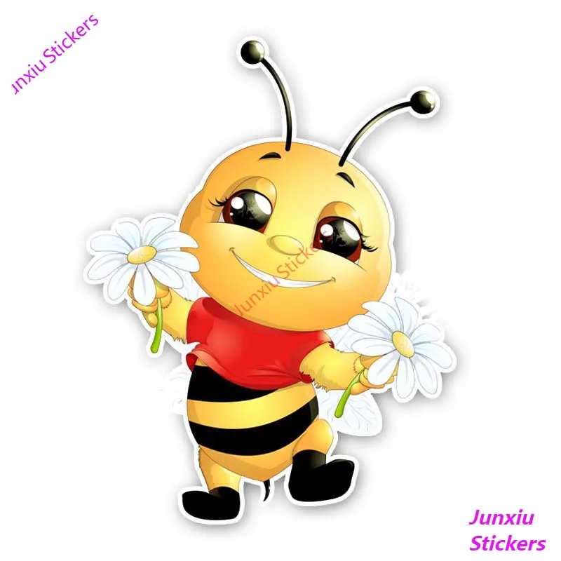 

Funny Car Stickers Styling Decals Happy Little Bee Cover Scratches Bumper Window Bodywork Scratch-Proof Interior KK18*14cm