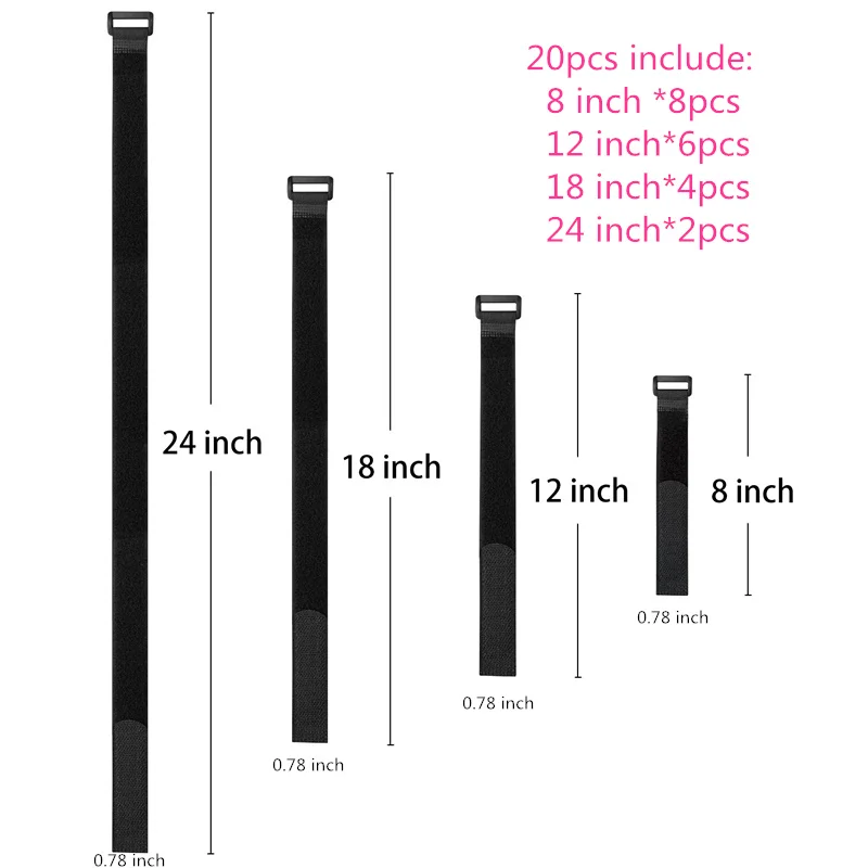 

20 шт., многоразовые крепежные ремни и кабельные стяжки