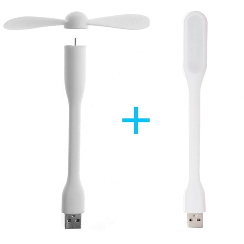 

Creative Mini USB Fan Flexible Bendable Cooling Fan and USB LED Light Lamp For Power Bank & Notebook & Computer Summer Gadget