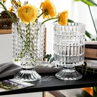 fashion embossed crystal glass vase flower arrangement lily rose flower hydroponic vase tall flower pot home decor