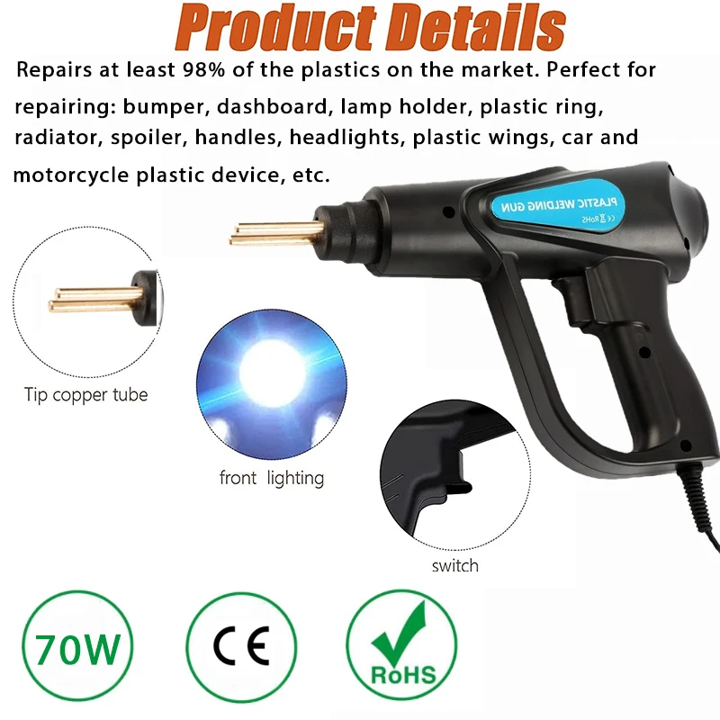 

70W Hot Stapler Plastic Welding 4 Wave Staples Welding Machine Car Bumper Repair Kit Plier Repairing Machine Welder Gun Repair