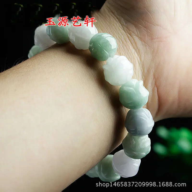 Поддельные Бусины Из бирманского изумруда Jadeite нефритовый браслет Seiko Lotus для
