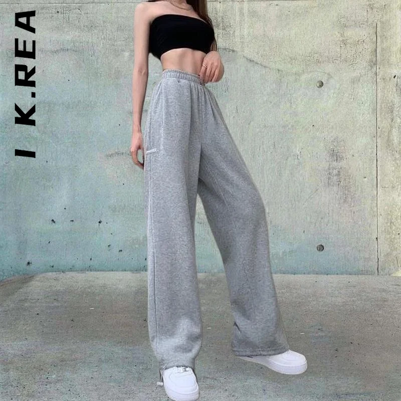 

I K.Rea Pants Trousers New Women Baggy Hip Chic Pants Casual Gray Casual Loose Pant For Women Soft Pant Clothes Female