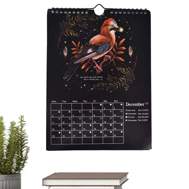 

Черный лес, лунный календарь 2023, Красочные 12 оригинальных иллюстраций, Настенная фотография, оригинал