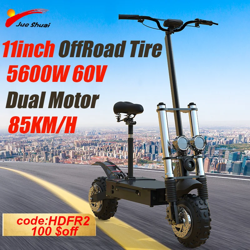 

60V 5600W Dual Motor Electric Scooter for Adults 80KM/H Max Speed E Scooter 100 KM Max Mileage Electric Kick Scooter with Seat