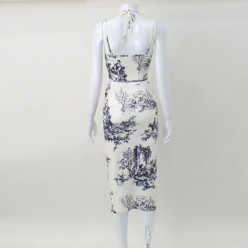 Женский спортивный костюм с топом принтом и комбинезоном комплект из двух