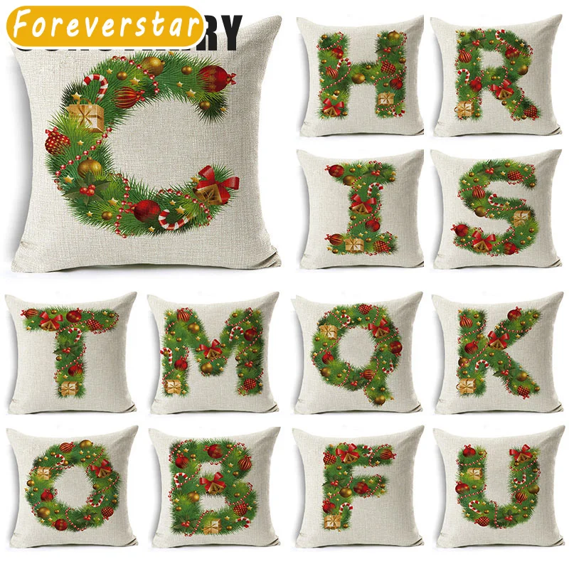 

2023 New Christmas Linen Pillowcase Christmas Tree Letter Cushion Cover Pillow Case Gift Home Living Room Funda Cojín Cojines