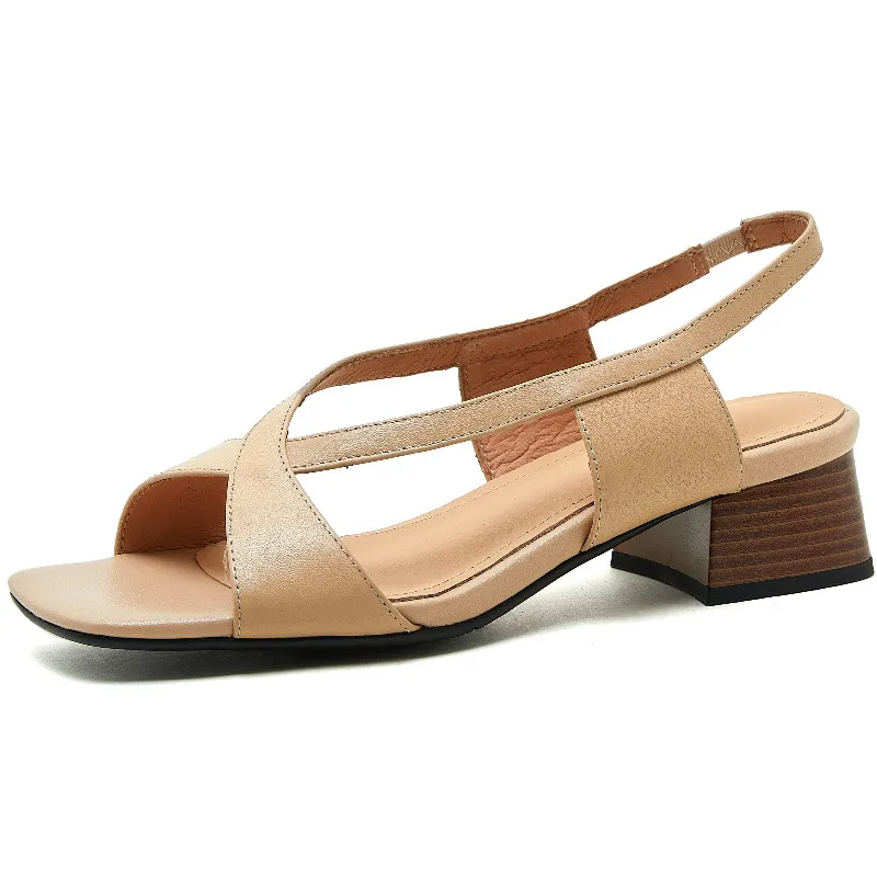 

Dilalula 2023 весна лето женские сандалии модная новинка Офисная Женская повседневная обувь на толстом каблуке из натуральной кожи женская обувь