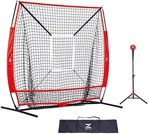 

Baseball net and tee, 5x5ft/ 7x7ft Baseball Net for Hitting and Pitching, Portable Indoor Outdoor Batting Practice Net with Carr