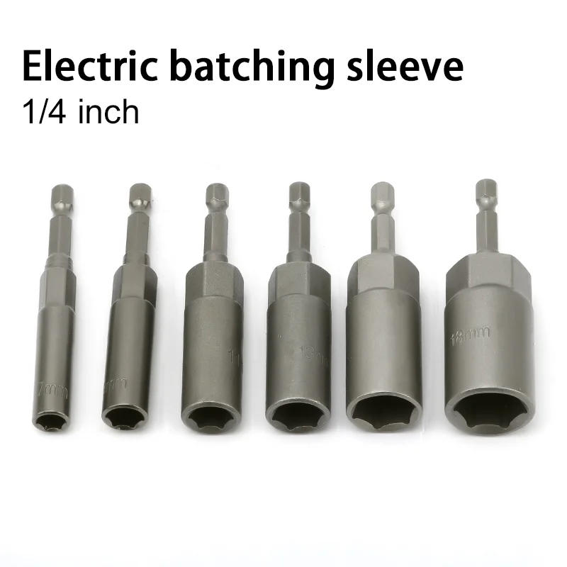 

6Pcs 80mm Length Bolt Nut Driver Sockets Bit Set Deep Electric Wrench Socket 1/4 Hex Shank 7 9 11 13 16 18mm