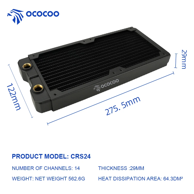 Медный радиатор OCOCOO 240 мм жидкого охлаждения толщина радиатора 2 9 см резьба G1/4 14