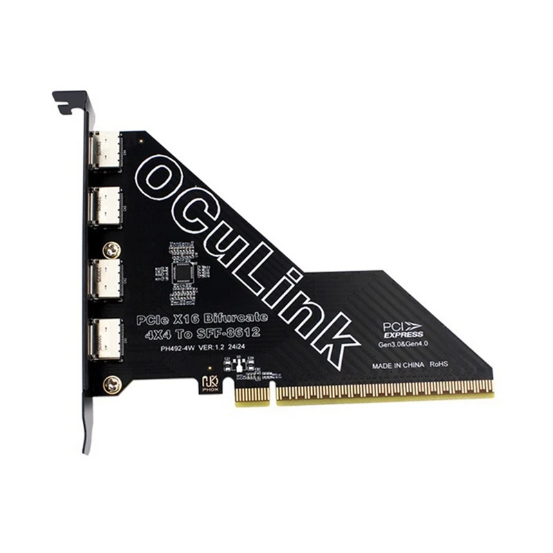Карта адаптера Pcie 4 0 X16 на порта Oculink SFF-8611 и 8612