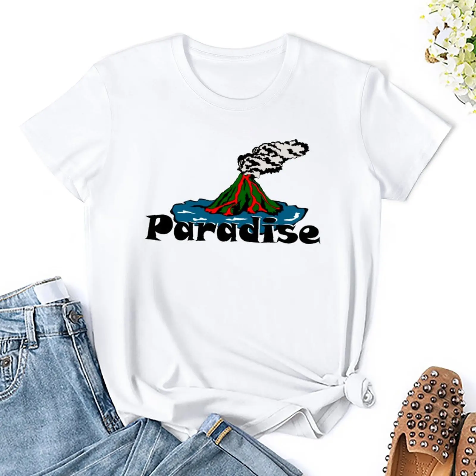 

Tonga Volcano Paradise Fashion Streetwear Campaign Graphic High Grade Leisure T-shirts USA Size