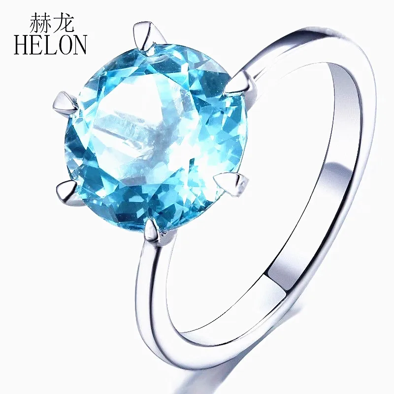 

Кольцо HELON женское, круглое, из натурального синего топаза, 18 К, 14 к, 10 к, золотистое, 10 мм, модное ювелирные украшения из драгоценных камней