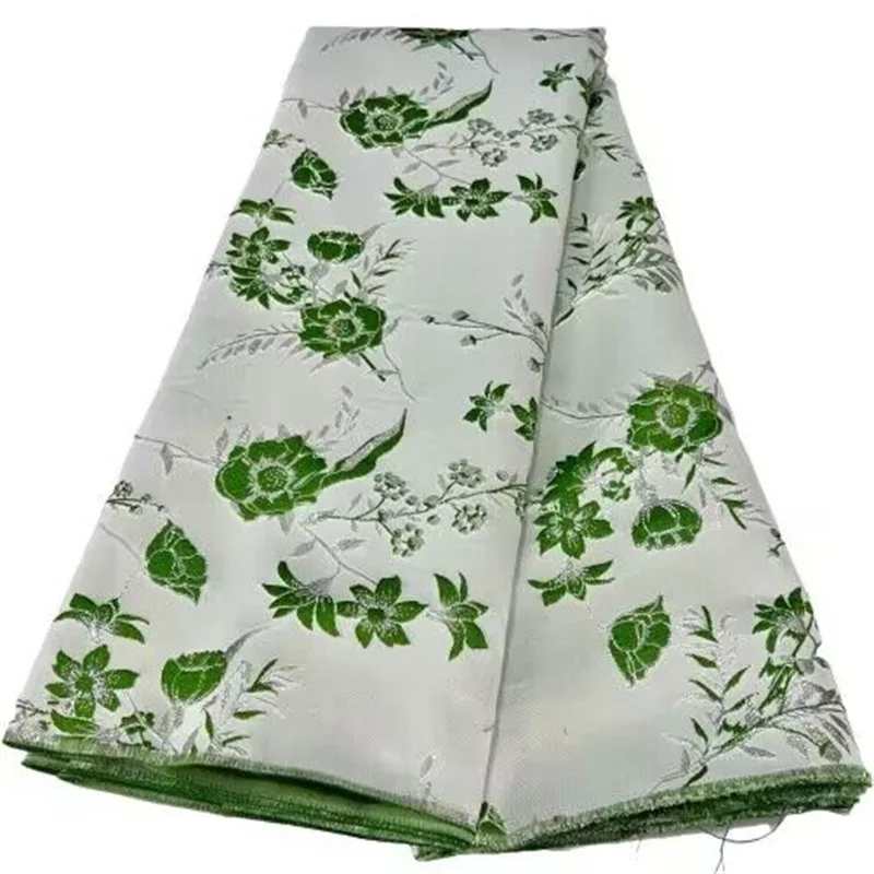 

Женская ткань, жаккардовая кружевная ткань, нигерийский Дамаск, цветочный материал, пэчворк, африканская ткань для шитья платья, зеленая