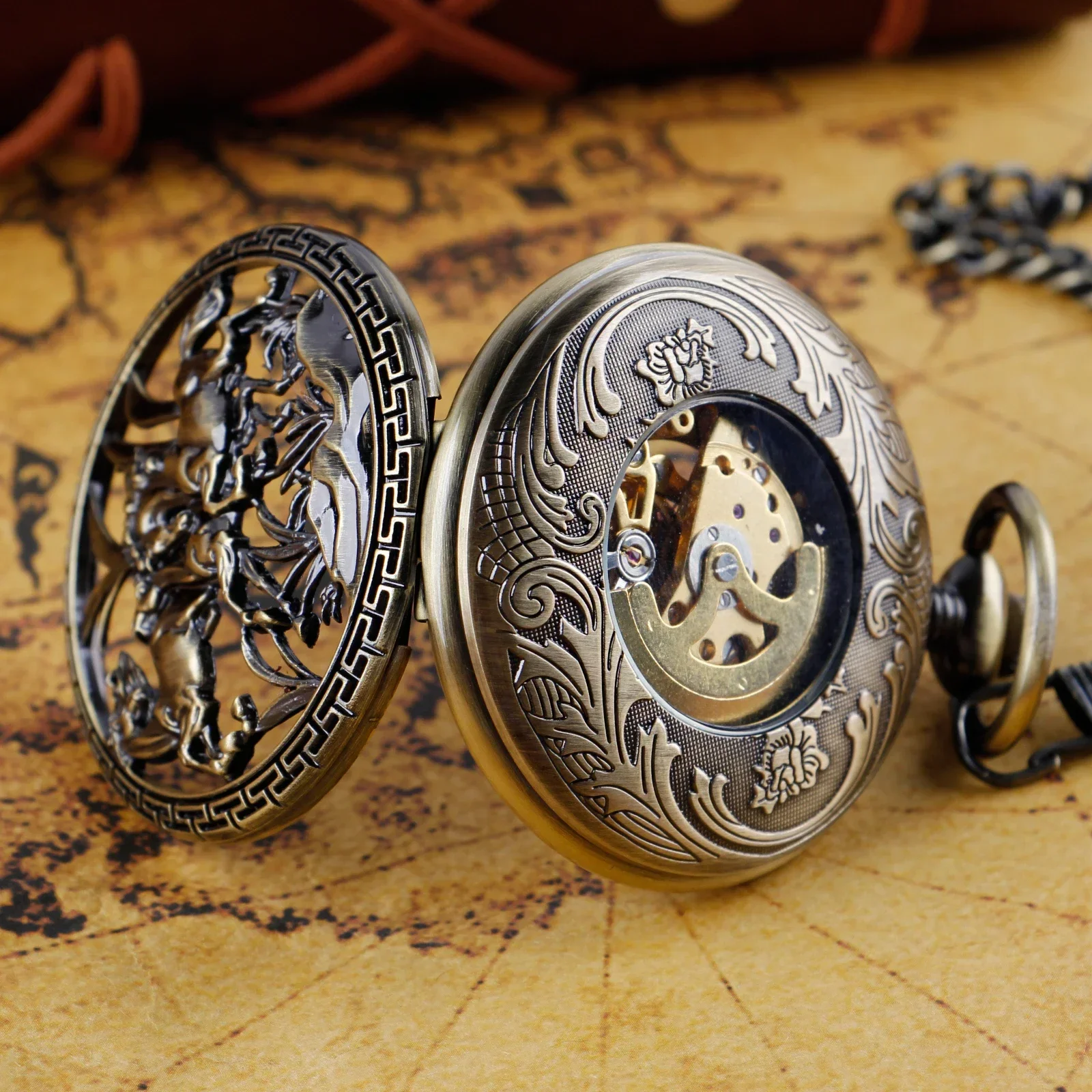 Ретро Pentium Horse Красивые механические карманные часы Персонализированные