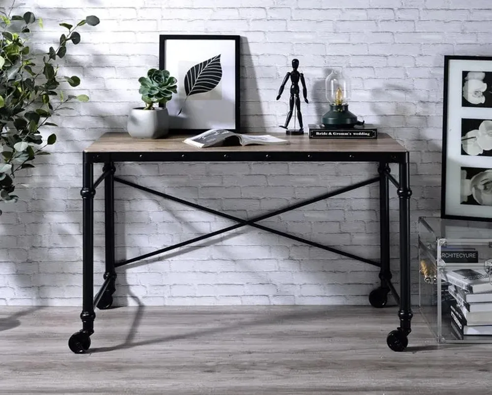 

Writing Desk in Rustic Oak & Black Finish