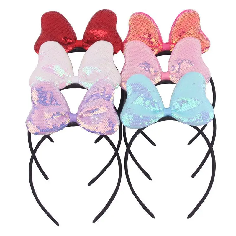 

5Pcs/Lot Girl Fashion Sequins Mouse Ears Headband Glittle DIY Girls Hair Accessories For Women Hair Band Party Accesorios Mujer