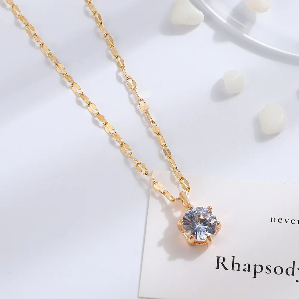 Женское Ожерелье с круглой подвеской из циркона |