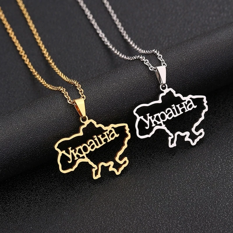 

Ukraine Map Pendant Unisex Necklace Geometric Type Chains Titanium Steel Pendant Jewelry for Women Accessory Creative Gift