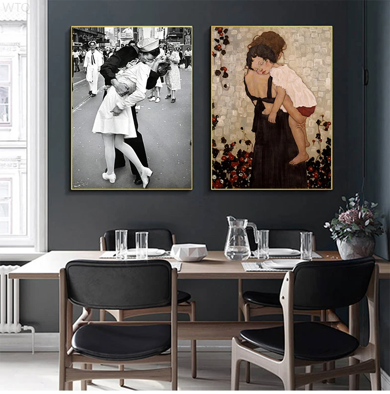 

XINQI Густав Климт плакат и печать мать с ребенком картина маслом на холсте для гостиной домашний декор холст живопись
