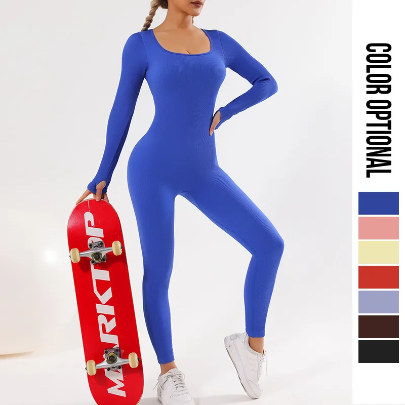 Seamless Yoga Jumpsuits Long-Sleeved Bodysuit Tight Sports Fitness Hip-lifting Jumpsuits Gym legggings Workout Clothes for Women