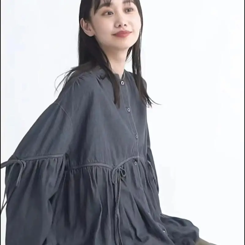 Заказы экспортируемые в Японию джинсовая рубашка на шнуровке до локтя с длинными