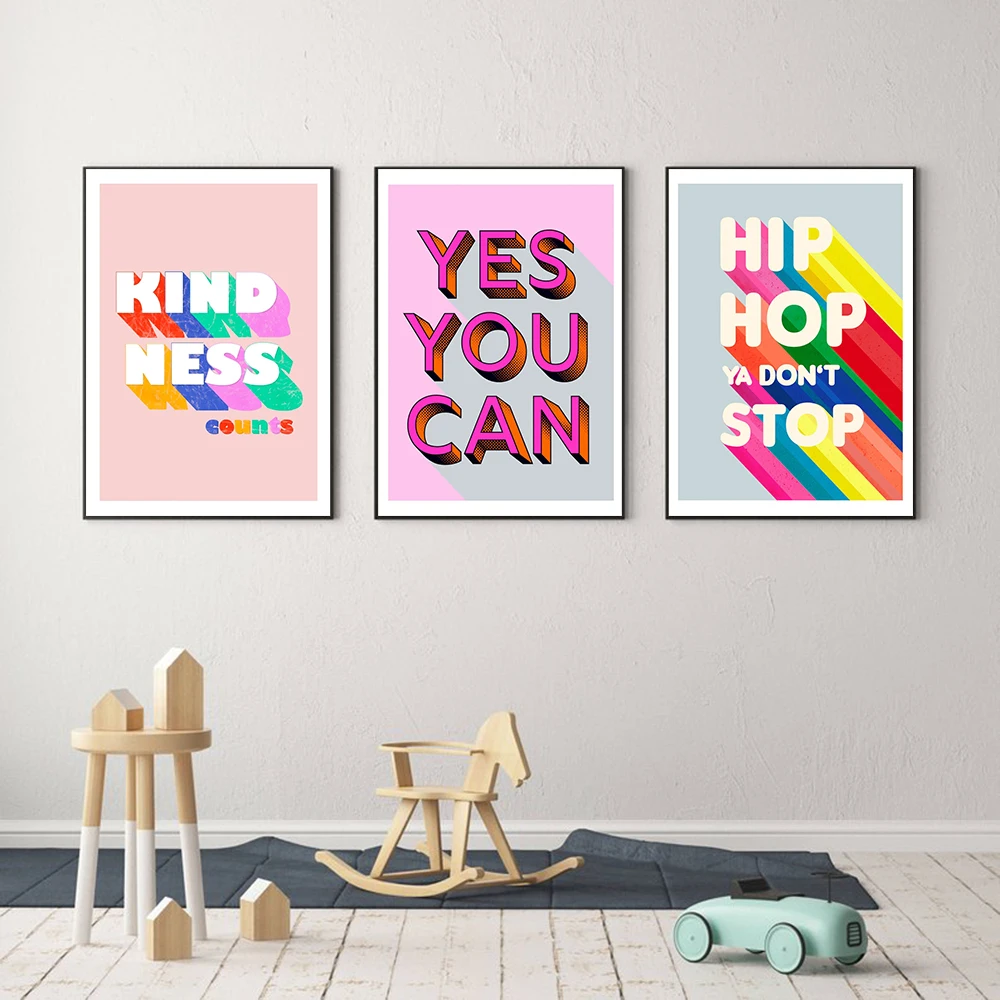 Абстрактные цветные тексты хип-хоп типографическая Настенная картина холст без