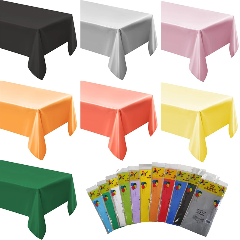 

Disposable Party Tablecloth BPA Free Plastic 137X 274cm Dining Table Cover Cloth for Wedding Birthday Picnic Camping