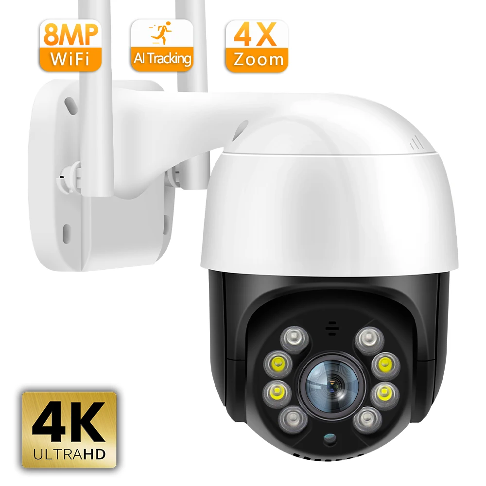 4K 8MP PTZ камера WiFi Наружная беспроводная IP-камера 4-кратный зум 5MP HD CCTV