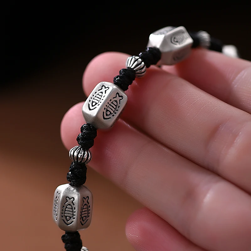 ZABRA 999 чистое серебро Lulu Tong Koi браслет мужской ретро экзамен по берегу ручная