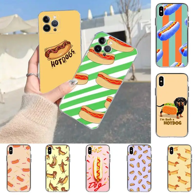 

Hot dog Phone Case For iPhone 13 14 Pro Max XS XR 12 11 Pro 13 Mini 6 7 8 Plus Clear Back Cover Capa