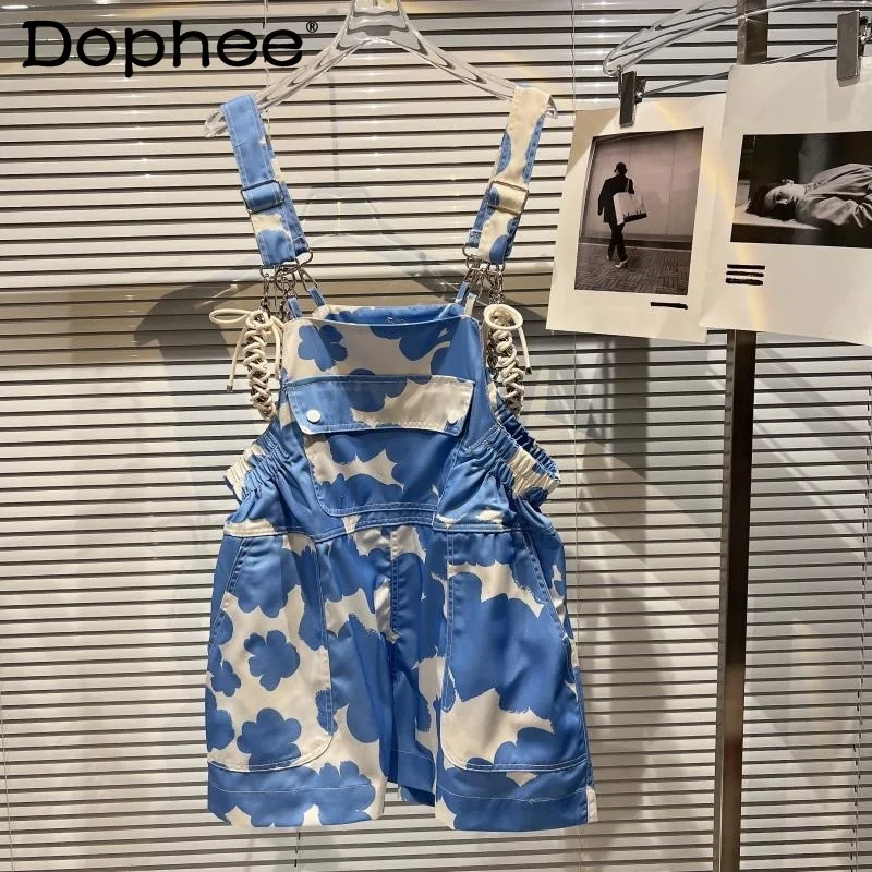 

Women Personality Street Print Shorts New High Waist Fashion Temperament Spring Summer Lady Overalls 2022