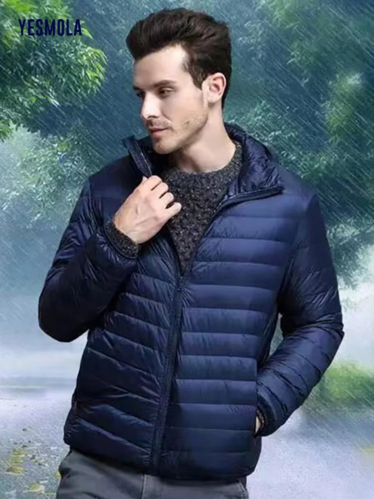 New Brand Autumn Winter Light Down Jacket Men's Fashion Hooded Short Large Ultra-thin Lightweight Youth Slim Coat Down Jackets