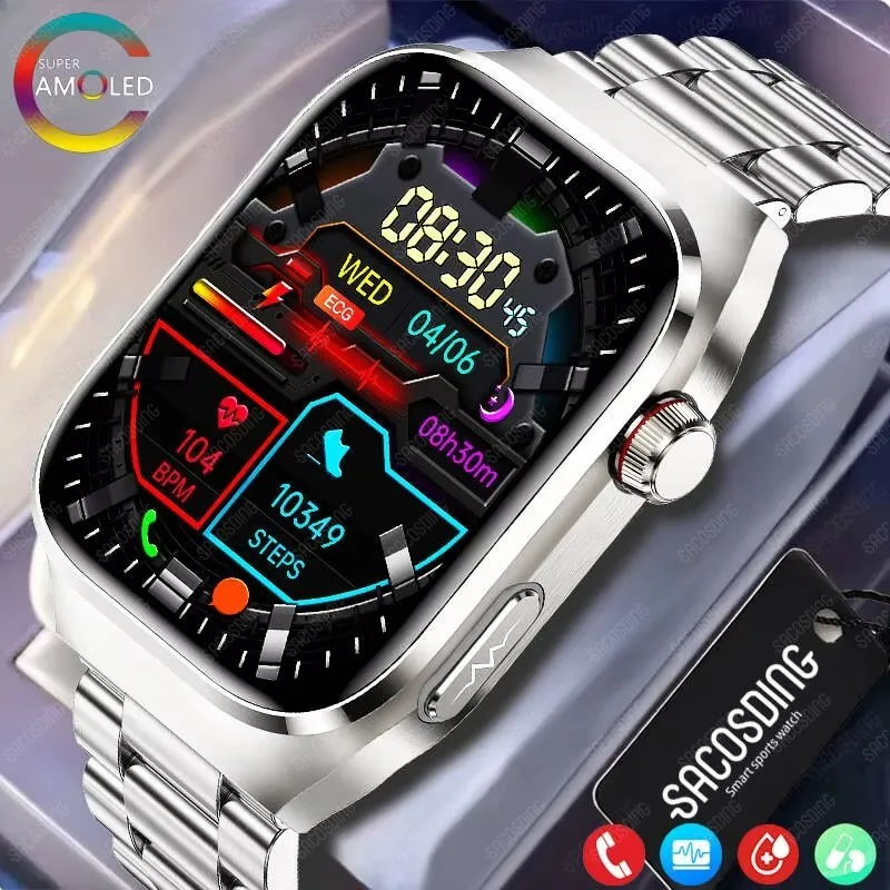 Новинка 2024 фитнес-трекер Смарт-часы для измерения уровня сахара в крови ЭКГ + ФПГ