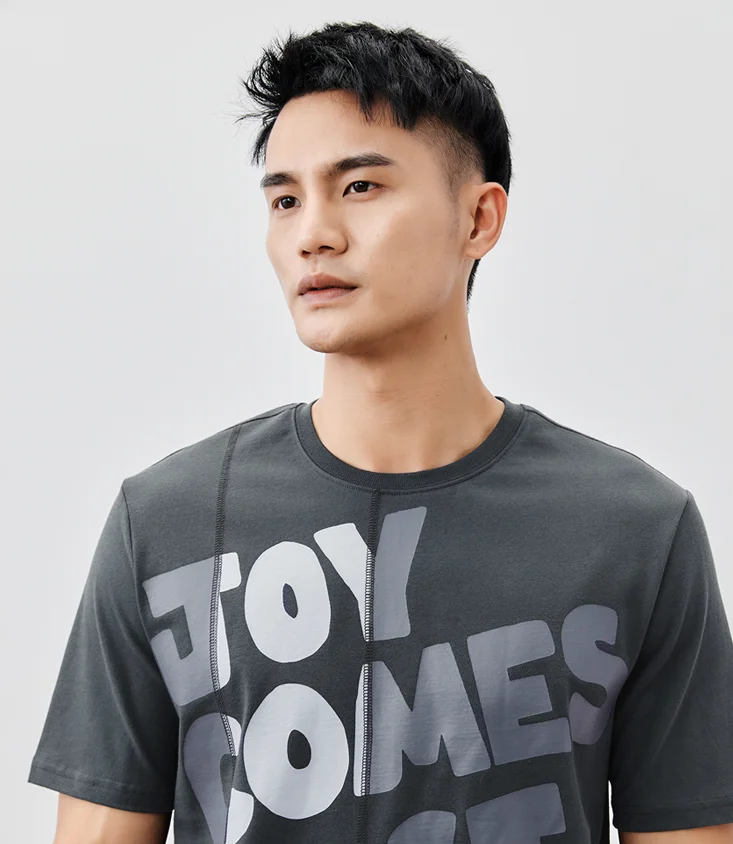 

J8462-летняя новая мужская футболка с принтом и рукавом до локтя