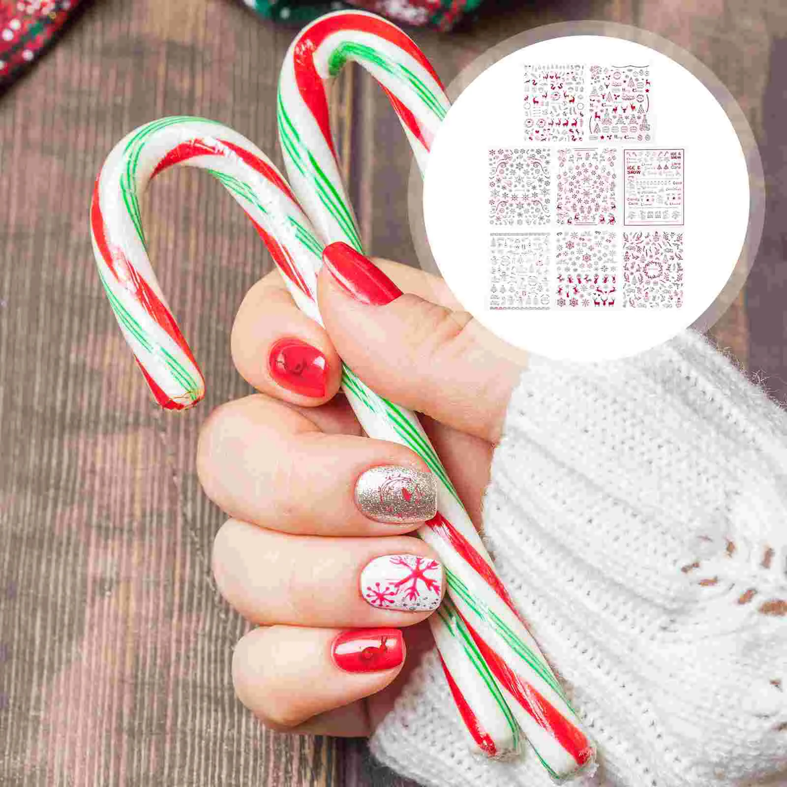 

Nail Christmas Decals Stickers Sticker Santamanicure Adhesive Smowflake Sequinstree Party