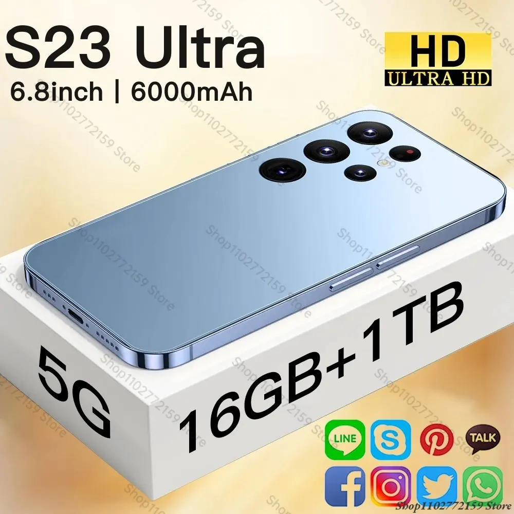

Смартфон S23, 6,8 дюйма, 6000 мАч, 16 ГБ + 1 ТБ